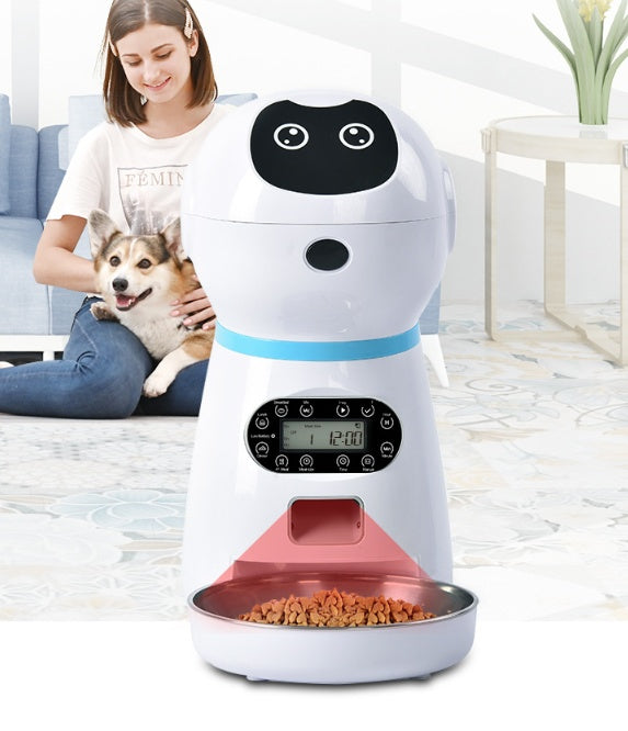 Smart Robot Automatic Pet Feeder – WiFi Enabled Timed Meal Dispenser with Voice Recorder & HD Audio PawVault