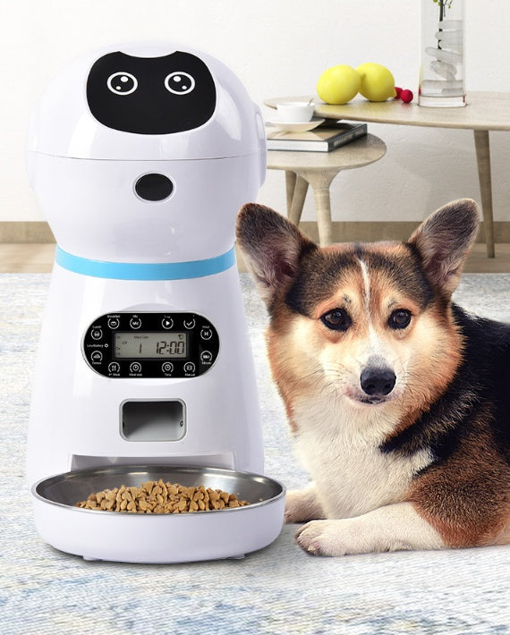Smart Robot Automatic Pet Feeder – WiFi Enabled Timed Meal Dispenser with Voice Recorder & HD Audio PawVault
