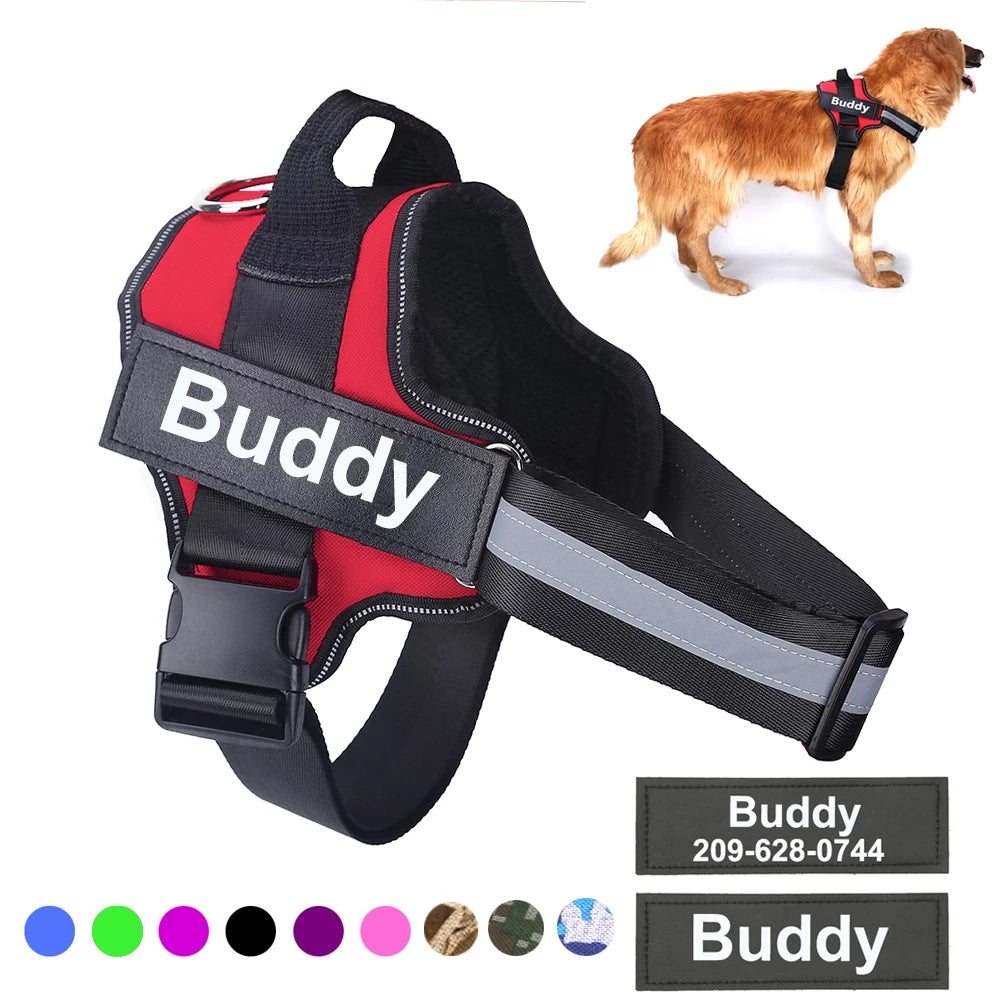 Custom No-Pull Dog Harness – Personalized Name & Phone Number Reflective Safety Vest PawVault