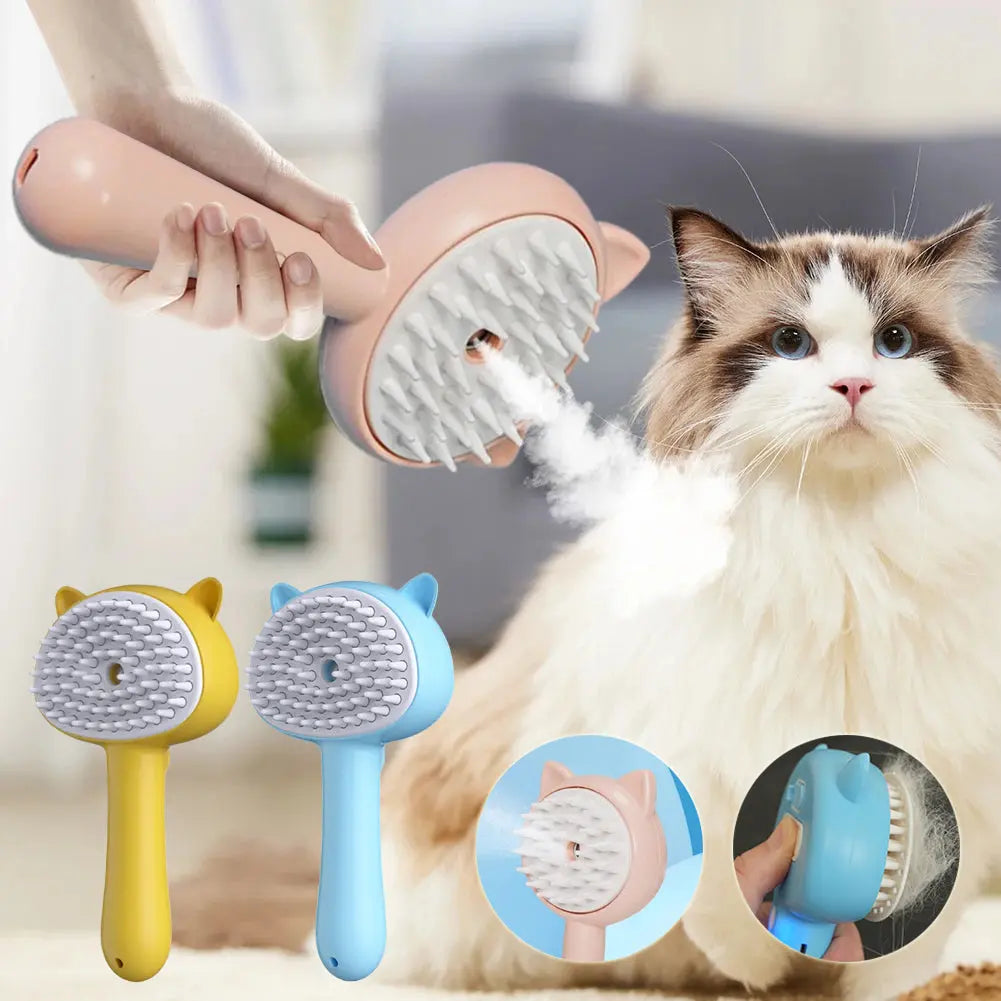 SteamGroom™ 3-in-1 Mist Grooming Brush – The Ultimate Deshedding & Massage Tool PawVault